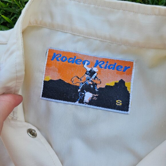 True Vintage 1970's Western  Leather Trimmed Cowboy Rodeo Button Down Shirt - Picture 6 of 8